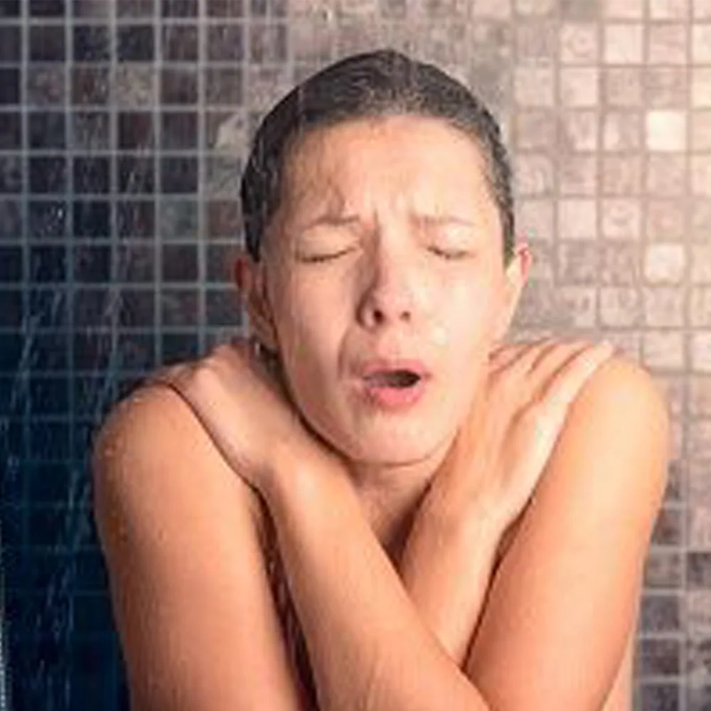 Woman shocked with cold water while taking a shower due to a faulty circulator pump